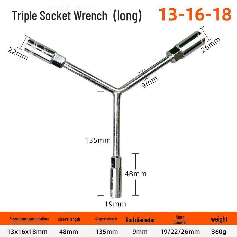 Multifunctional Y-Type Extended Socket Wrench Set
