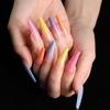 24pcs/bag Long Coffin Fake Nails Rainbow Ballerina Full Cover Nail Art Tips Beauty Artificial False Nails Manicure Charms