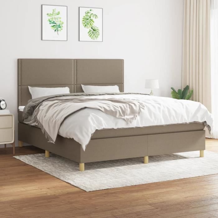 3142277 vidaXL Divan Bed with Mattress Taupe 180x200 Cm Fabric