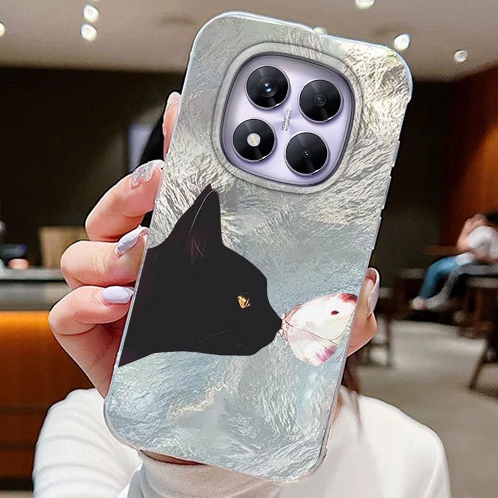 Colorful Gradient Purple Butterfly Leopard Print For Xiaomi Redmi Note 14 Pro 5G Phone Cases Cover Soft Silicone Bumper Hard PC Back Cover