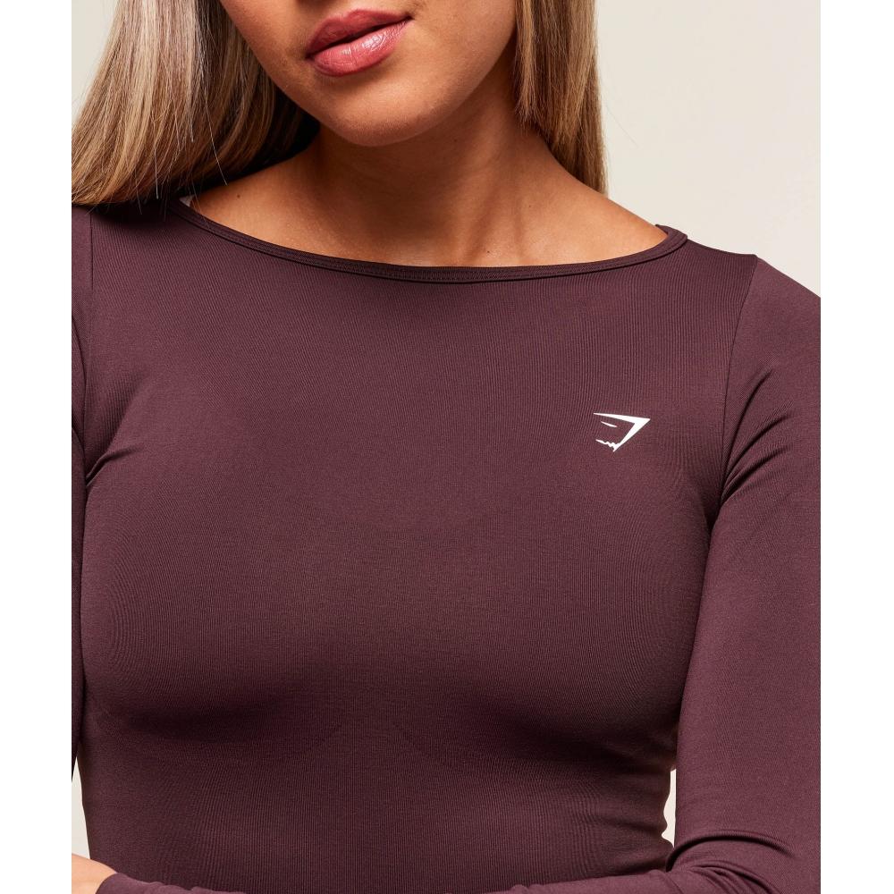 Gymshark Everyday Seamless Wide Neck Long Sleeve Top Cherry Purple B5b5f Pcds