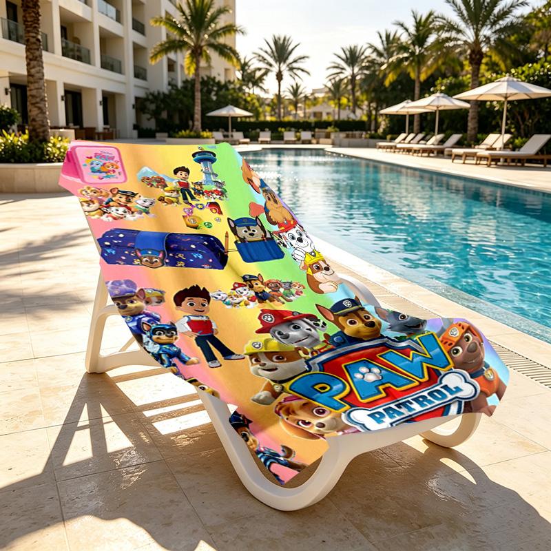 PAW Patrol Print Beach Towel Design, Soft, Lightweight. for Home Bathroom, Spa, Pool, Yoga, Surfing, Camping, Gift for Family, Friend
