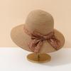 Summer Women's Panama Straw Hat with Butterfly Ribbon Dome Sun Protection Cap for Beach Travel Sunscreen Accessory