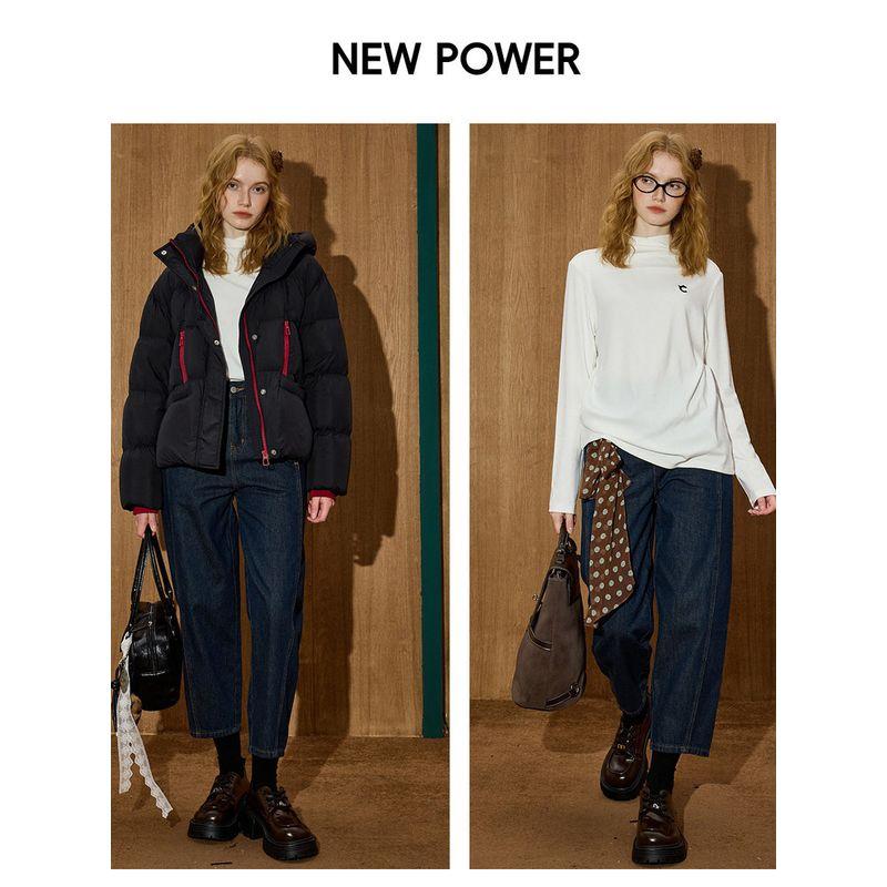 Coolhut Fashionable Slim-Fit Versatile Fleece Scythe Nine-Point High-Waisted Casual 2025 Winter Women's Jeans