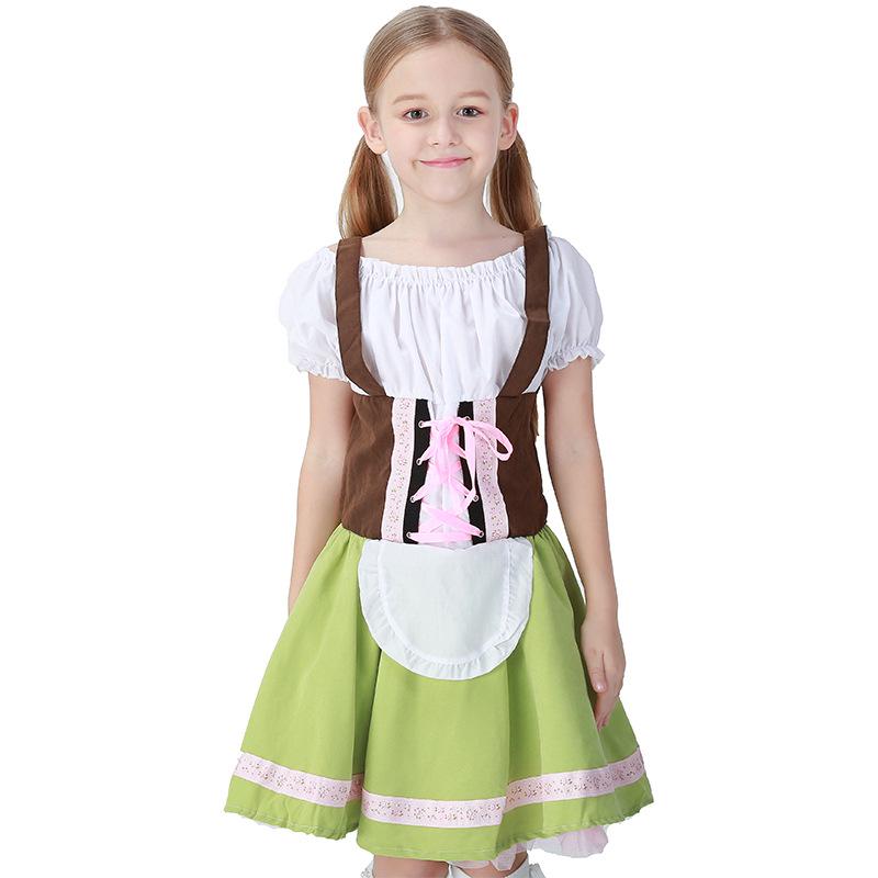 Kinder Mädchen Dienstmädchen Cosplay Kleid Schürze Sets Outfit Traditionelles Deutsches Bier Mehrfarbig Schulaktivitäten Party Rollenspiel Kostüm M