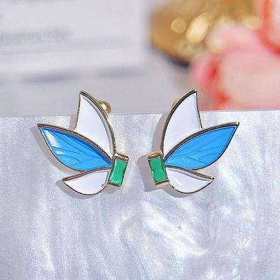 CMM Bohemian Ethnic Contrast Butterfly Shaped Zircon Stud Earrings Young Woman Daily Party Ear Jewellery Gift Maiden Series
