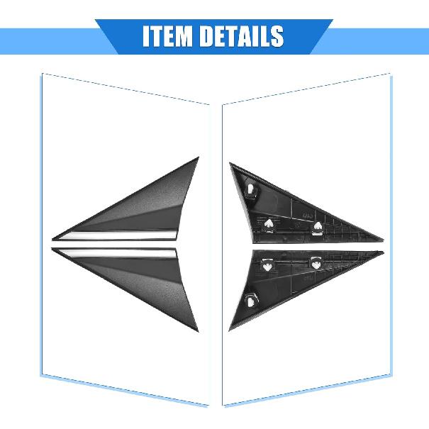 2pcs Mirror Corner Triangle mudguard Cover Compatible for Hyundai Elantra 2014 2015 2016, Durable Plastic Black Silver Tone Front Left Right Side