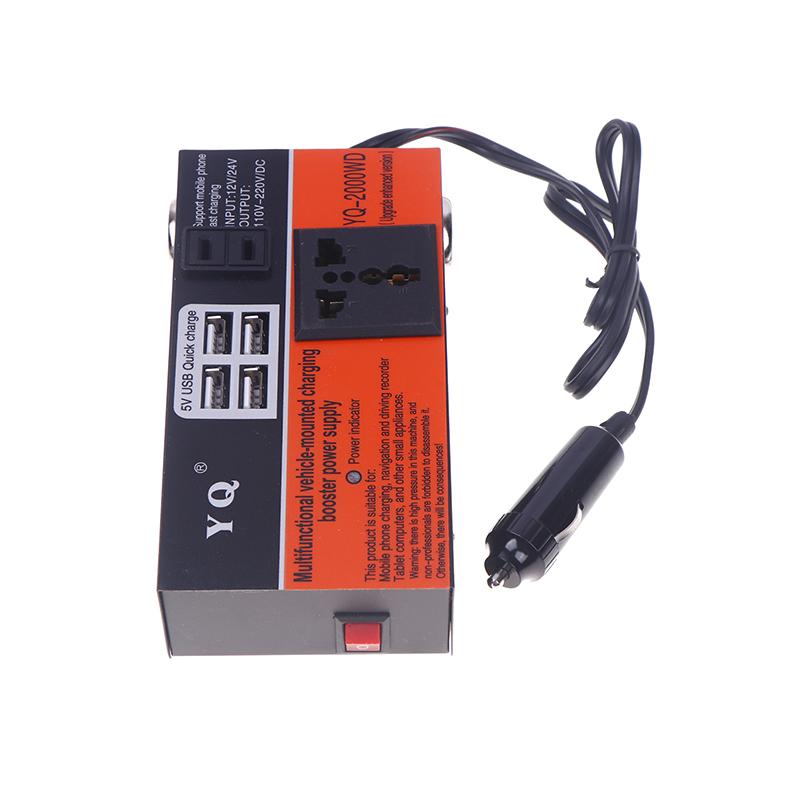 Auto Wechselrichter Auto Stromwandler 2000W Peak Dc 12V/24V Zu Dc 110V/220V Konverter Reise 4 USB Überlastschutz