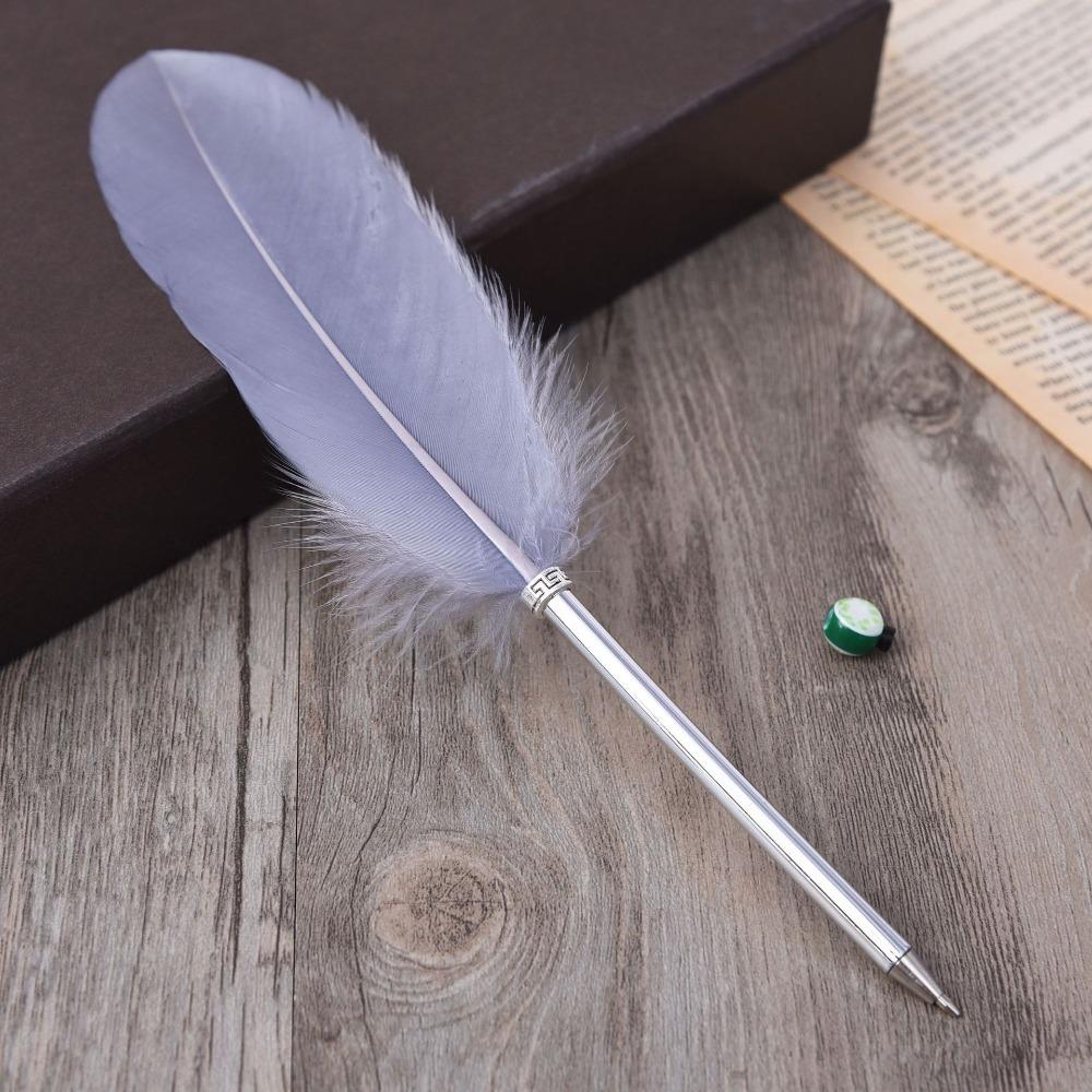 Feather Neutral pen Colorful Feather Pen Exquisite Writing pen Business серый