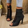 2025 Soft Peep Toe Boots Female Shoes Platform For Latin Dancing Street Sexy Stilettos Booties Plus Size