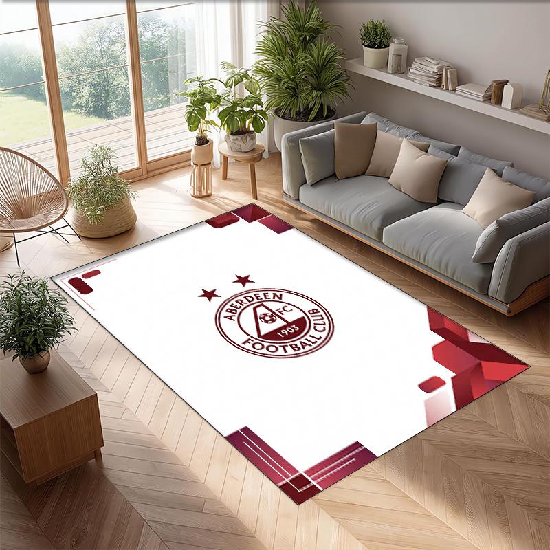 Aberdeen FC Soccer Football Pattern Soft Area Rug Non Slip Indoor Floor Carpet Sports Decor Mat for Bedroom