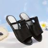 Ausgeschnittene Slide-Sandalen für Damen, trendige flache Slide-Sandalen aus Kunstleder, leichte Slip-On-Outdoor-Schuhe
