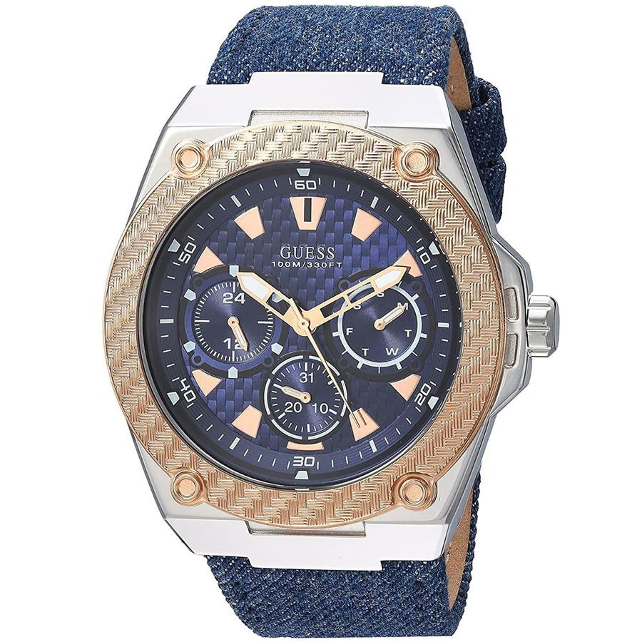 Men's Quartz Denim Leather Three-Hand Watch Legacy Series Leisure Sports Waterproof Watch Stainless Steel Case/Scratch-Resistant Glass Mirror W1058G1