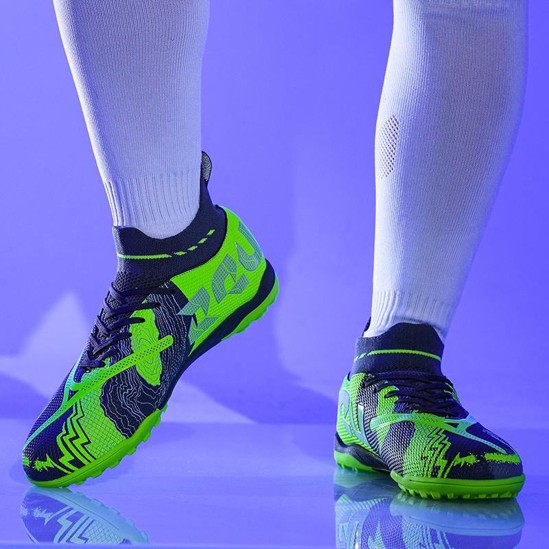 Men's High-top Sock Mouth Football Shoes Youth Sports Shoes Football Training Shoes Art Makeup Lawn Children Football Boots