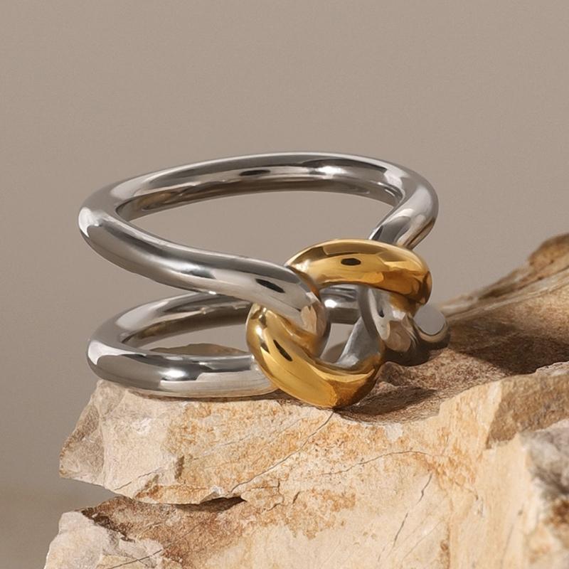 Unique Metal Ring Modern Unisex Jewelry Hollow Finger Rings Stainless Steel Texture Suitable for Men and Women Present