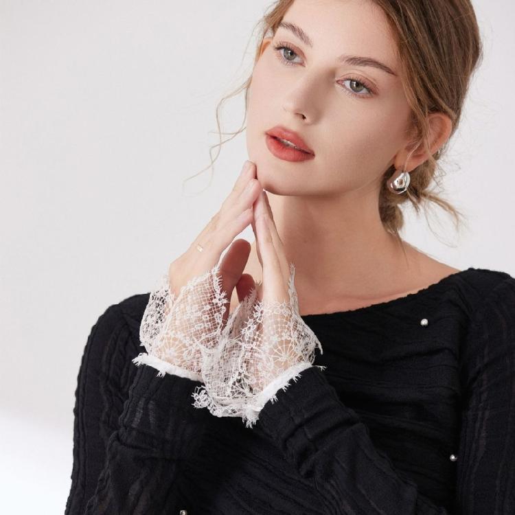 Lace Flower Arm Sleeves Detachable Sleeves Wrist Cuffs Extension Arm Covers for Women Daily Outfit Formal Event Armwear