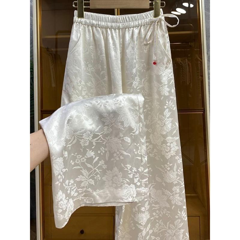 New Chinese Style Velvet Pants for Women In Spring New Soft and Loose Draping Narrow Version Straight Wide-leg Casual Pants