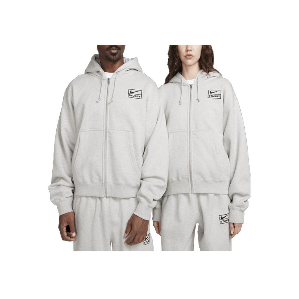 Nike X Stussy Stone Washed Fleece Zip Hoodie Grey Heather Unisex Tops FJ9181-050