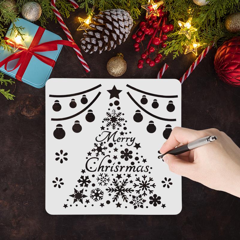 Christmas Painting Stencils Embossing Paper Card Scrapbooking Stamp Album Decoration New Year DIY Wall Window Decor Kids Gifts