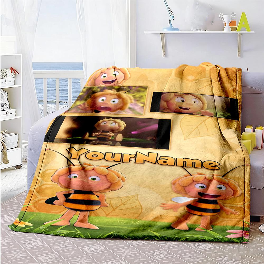 Biene Maja Customize Your Name Blanket Multi-purpose Personalized Blanket Soft & Cozy Versatile for Seaside Sofa Living Room Couch