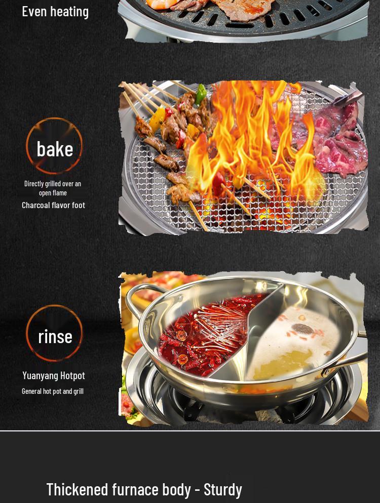 Hearthside Tea Brewing Korean-style Portable BBQ Charcoal Grill - Round Outdoor Household Stove