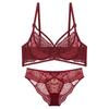 New pure desire wind lace with steel ring upper support underwear set sexy hollow small chest not empty cup gathering bra cover