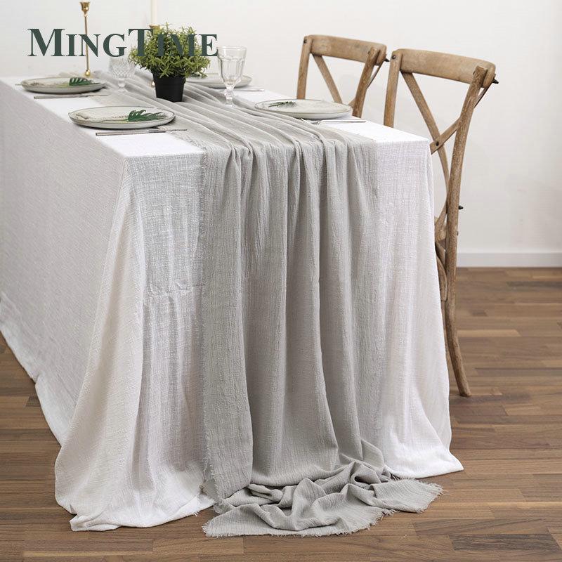 Table Runners Rustic Cotton Gauze Dining Burlap Retro Burr Texture Vintage Wedding Supplies Linen Home Christmas Decorations
