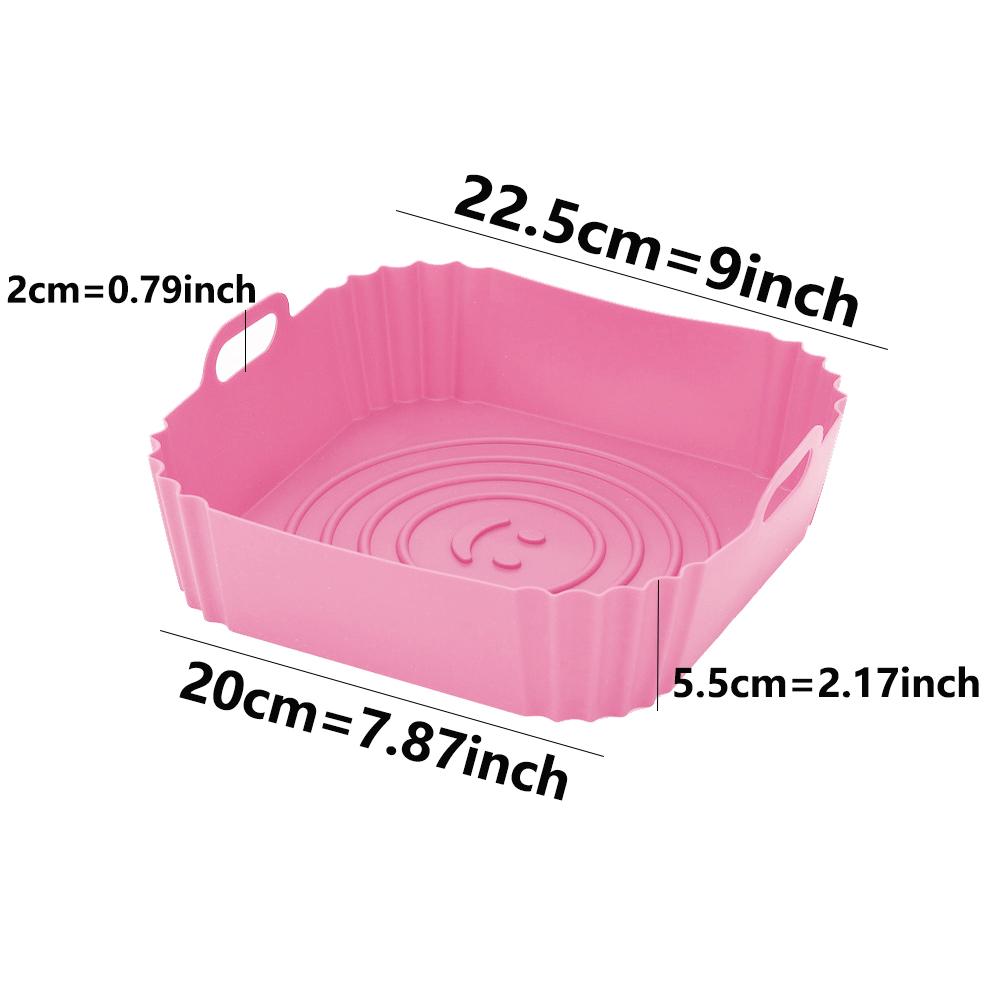 

Reusable Air Fryer Silicone Pot Oven Baking Tray Airfryer Silicone Basket Pizza Fried Chicken Grill Pan Mat for Kitchen pannen розовый