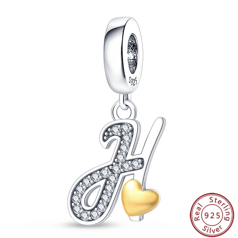 26 English Letter Series Copper Gold Heart-Shaped Design Charms Beads 3Mm Diy Fine Jewelry Making