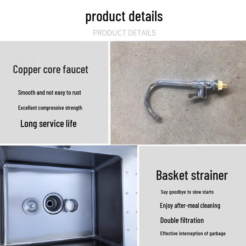 Beifu 304 Stainless Steel Commercial Double Basin Sink with Workbench