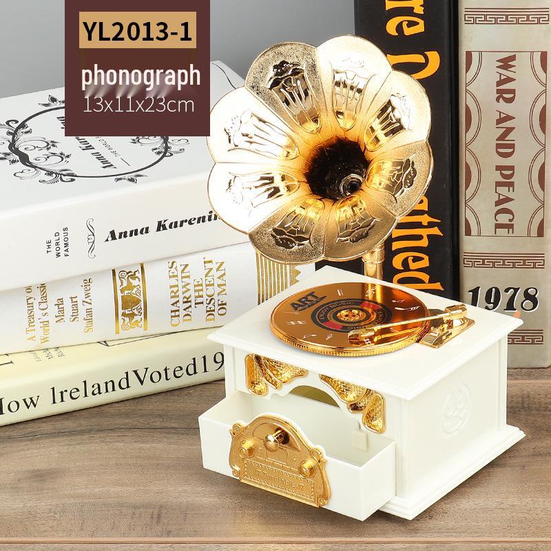 Mini tanzender Mann rotierende Spieluhr: Nähmaschine, Grammophon, Schreibmaschine Design