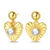 Women's 925 Silver Classic Gold Pearl Inlaid Earrings Elegant Suitable For Engagement Wedding Party Exquisite Jewelry