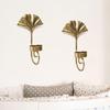 62KD Nordic Metal Leaf Candlestick Golden Hangings Pendant Holder Suitable for Unique Wall Decoration Durable