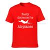 Easily Distracted By Airplanes Funny Pilot Flying Gift Tshirt Cotton Fitness Tight Tees Fitted Male Top Tshirts Slim Fit