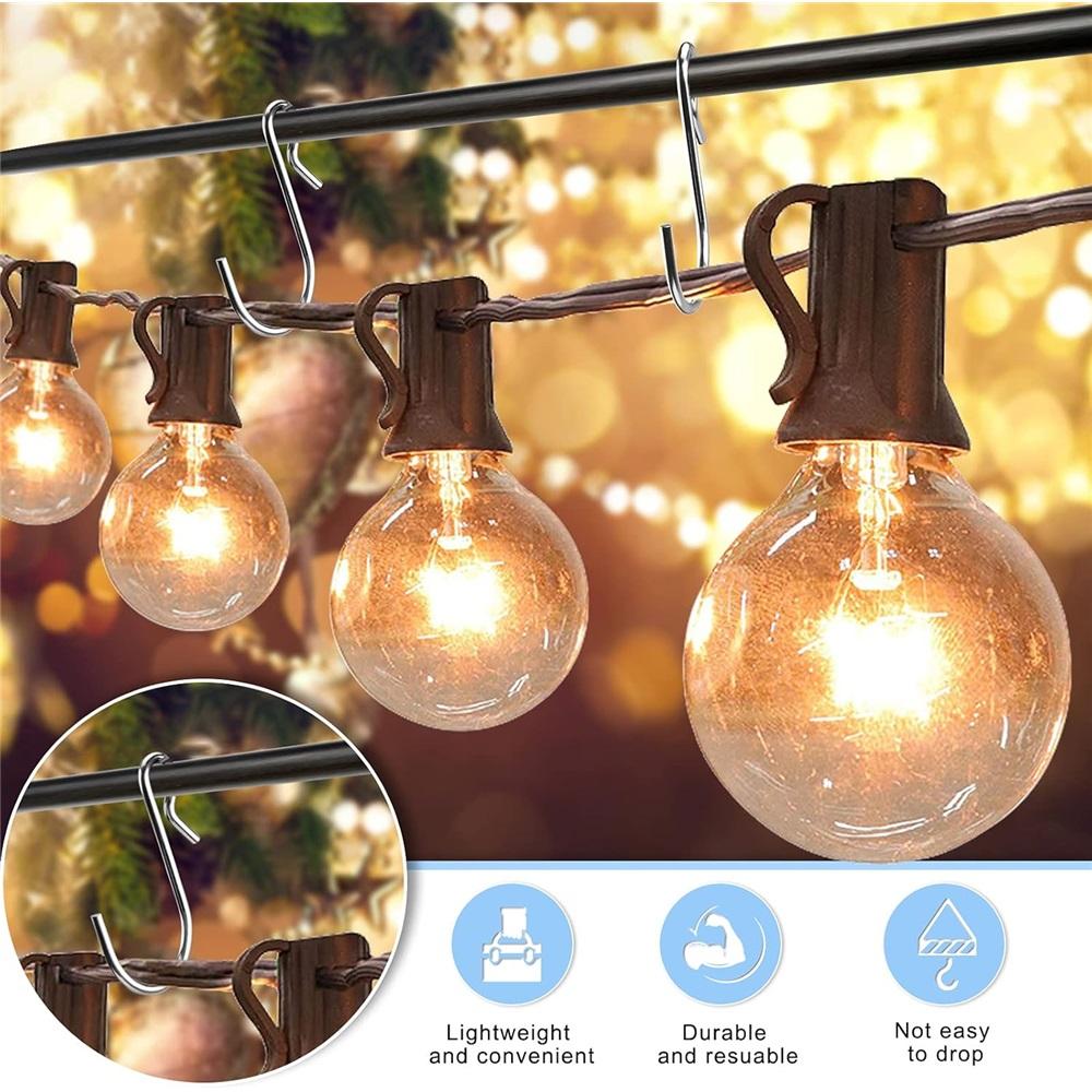 60 Metal Grooved Hooks Christmas Lights Hooks Weatherproof Light Clip Hooks For Hanging Christmas Decorations Outdoor String Lights, Party Decorations