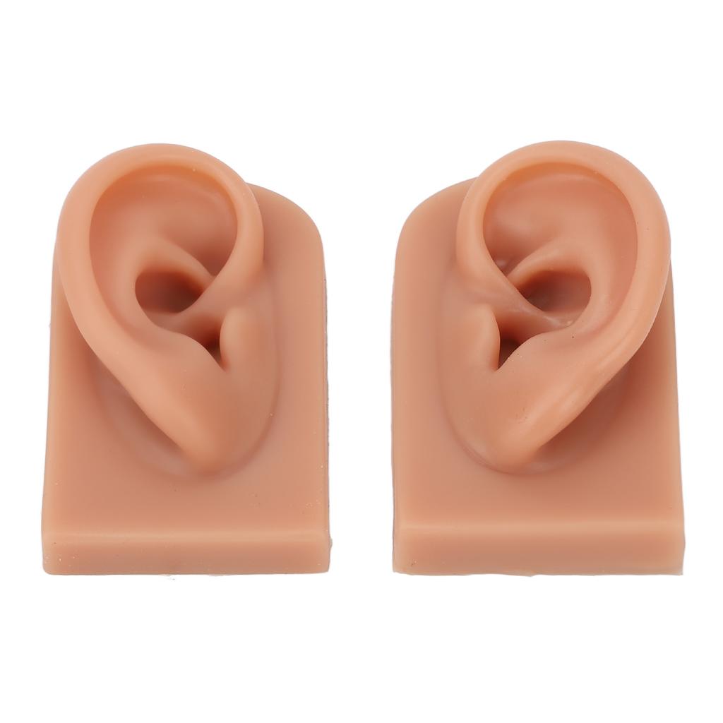 Piercing Practice Ear Model Flexible Reusable Silicone Human Ear Model Practice Left Right Dark