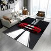 Red Sports Car with Racing Stripes Patterned Carpet a Non Slip Rug Suitable for All Seasons and Any Setting, Gift