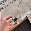 European and American exaggerated silver flower pendant necklace female long style in style personality collarbone chain accessories