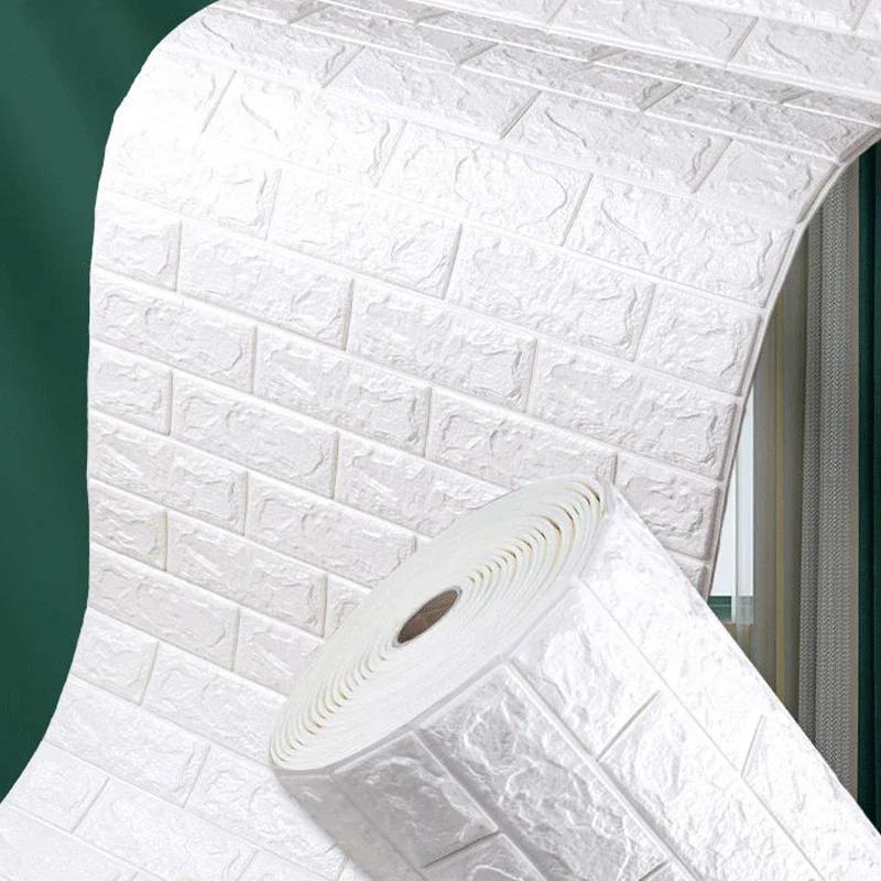 70cmx10m 3D Foam Brick Wall Stickers Self Adhesive Wallpaper Living Room Wall Decal Home Decoration Wallcoverings