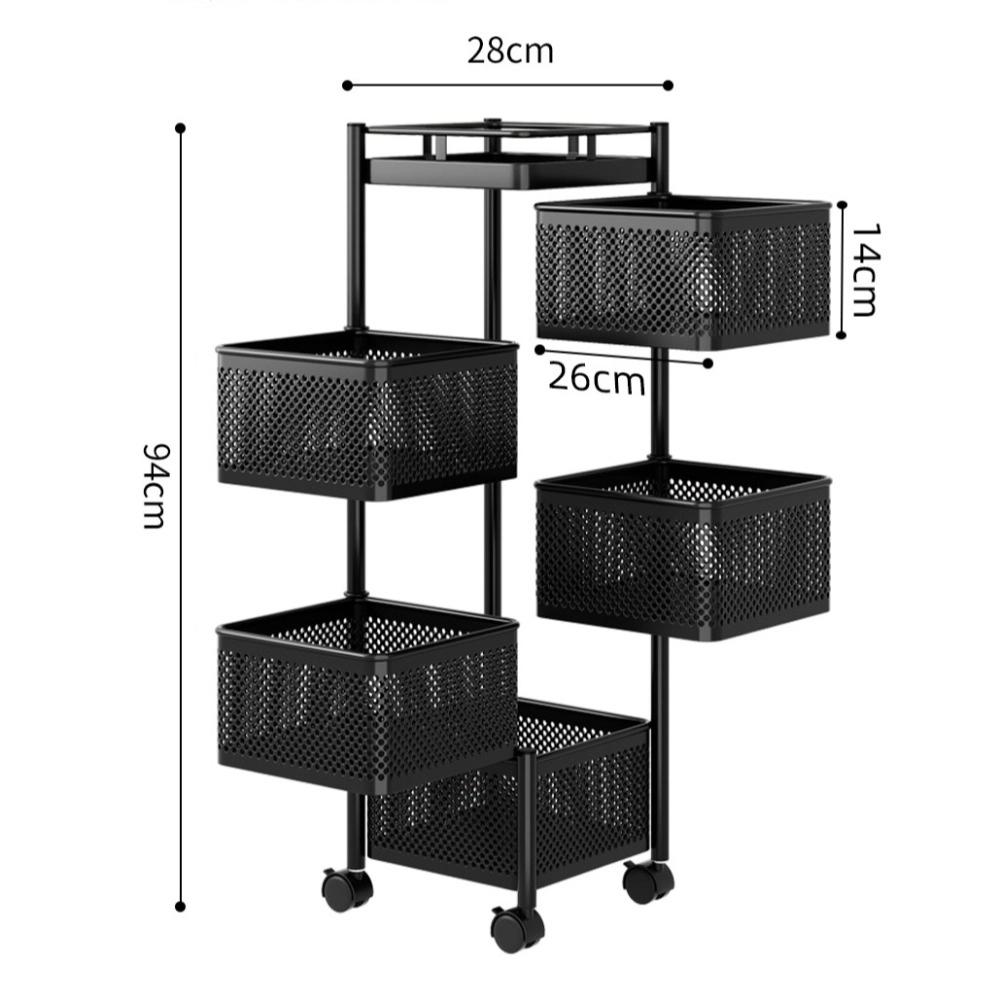 Multi-layer Kitchen Shelves Large Capacity Rotatable Shelf Durable Storage Trolley Living Room