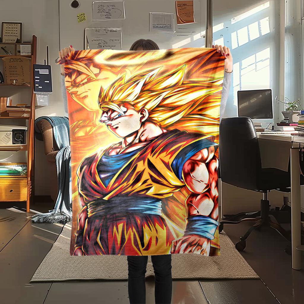 1PC Vegito  Print Flannel Blanket, High quality All Seasons, Home Decor, Warmth and Comfort, Perfect for Christmas Gifts