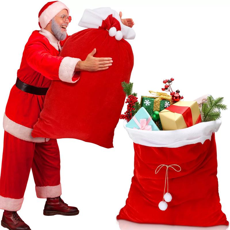 1PC with Drawstring Cord for Xmas Present Toys Sack Bags 70x50cm Velvet Large Santa's Present Santa Claus Bags Christmas