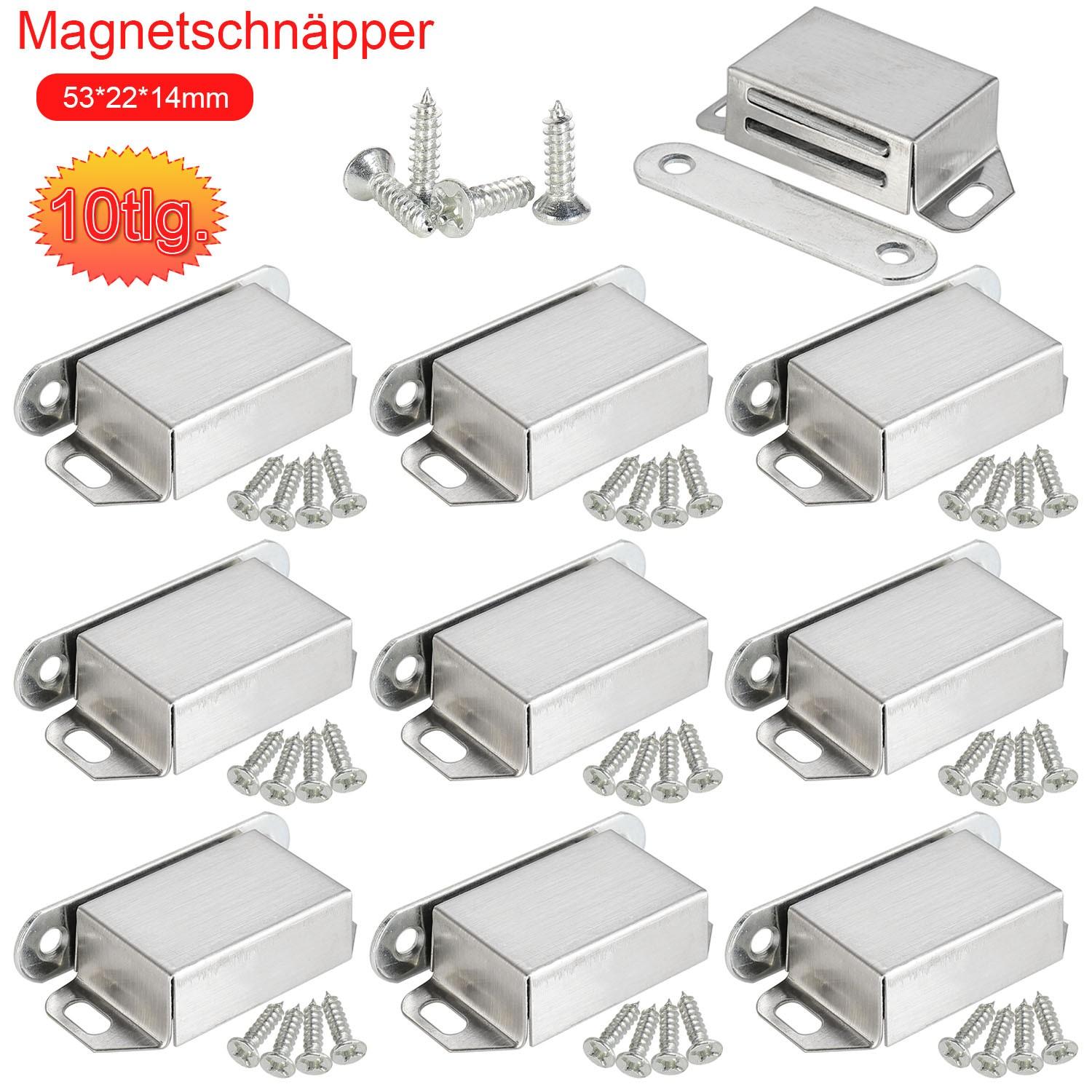 

10x Stainless Steel Magnetic Snapper Door Magnet, Rust Resistant, Easy Installation, Securely Close Cabinet, Wardrobe Doors