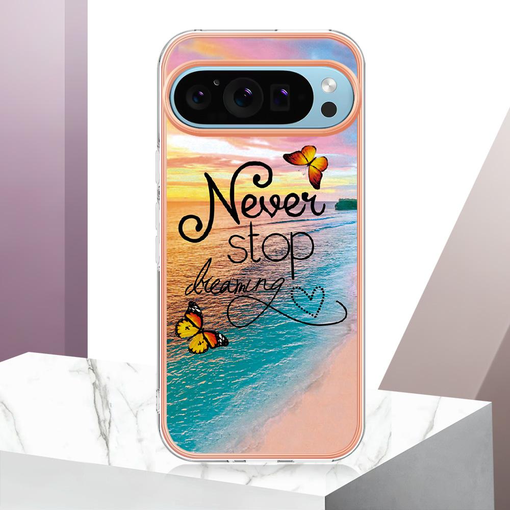 For Google Pixel 9/Pixel 9 Pro Case with IMD Marble Flower Pattern TPU Mobile Back Cover