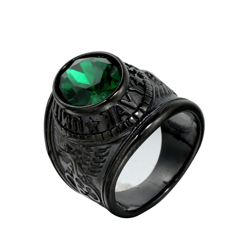 Militärischer Titanstahlring für Herren Trendy Edelstein-Inlay Stilvoller Unisex-Schmuck Geschenk