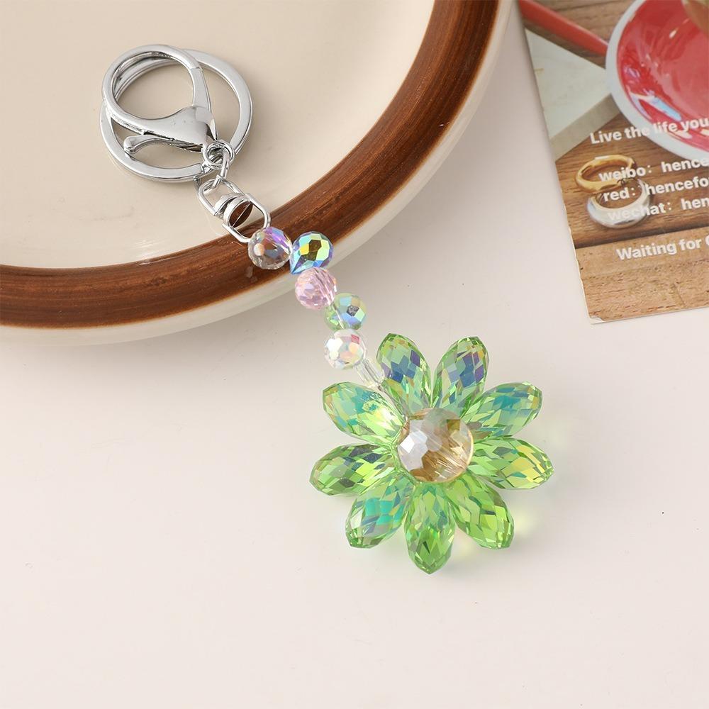Sun Catcher Crystal Pendant Sunflower Car Keyring Creative Rhinestone Flower Keychain  Bag Charm