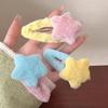 2pcs Cute Fluffy Pentagram Star Hairpins Star Plush Hair Clip BB Side Bang Clip Faux Fur Bobby Pin Barrettes Hair Accessories