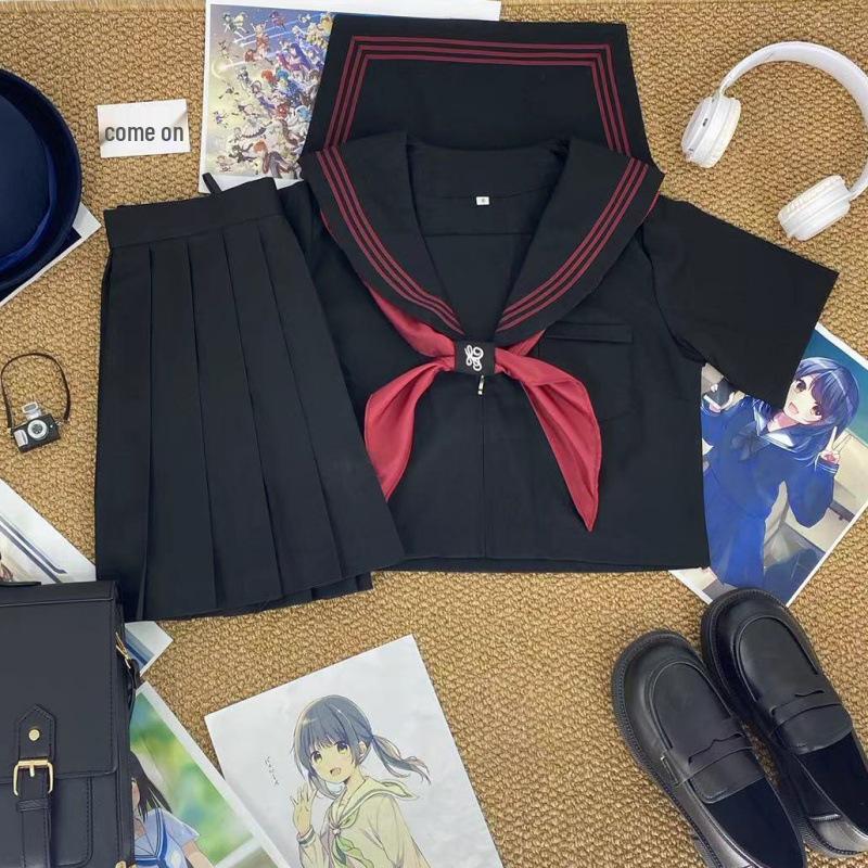 

Original JK Uniform: Authentic Red Sailor Suit for Women, Mid-Season Japanese School Style