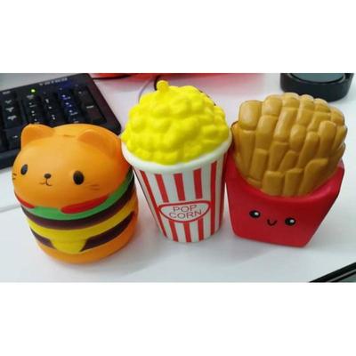 PU Simulation Hamburger Fries Squishy Slow Rising Charms Kid Hand Decorative Gift Fun Stress Relief