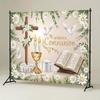 First Communion God Bless Theme Banner Background Cross Holy Grail Birthday Party Home Decoration Photography Backdrop Cloth